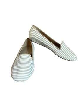 Talbots Cloth Tan White Striped  Zelda Ballet Flats Womens Size 7